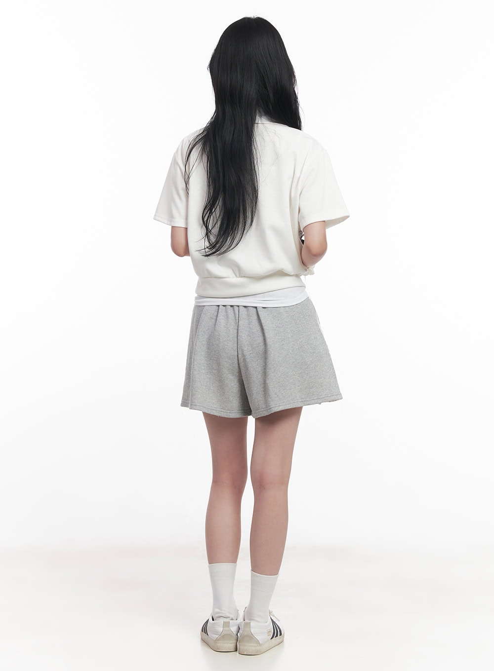 Collared Zip-Up Crop Top CY523