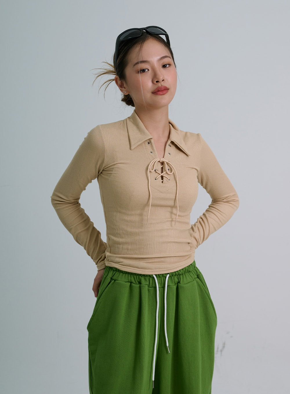 Neck Cross String Collar T-Shirt CO20