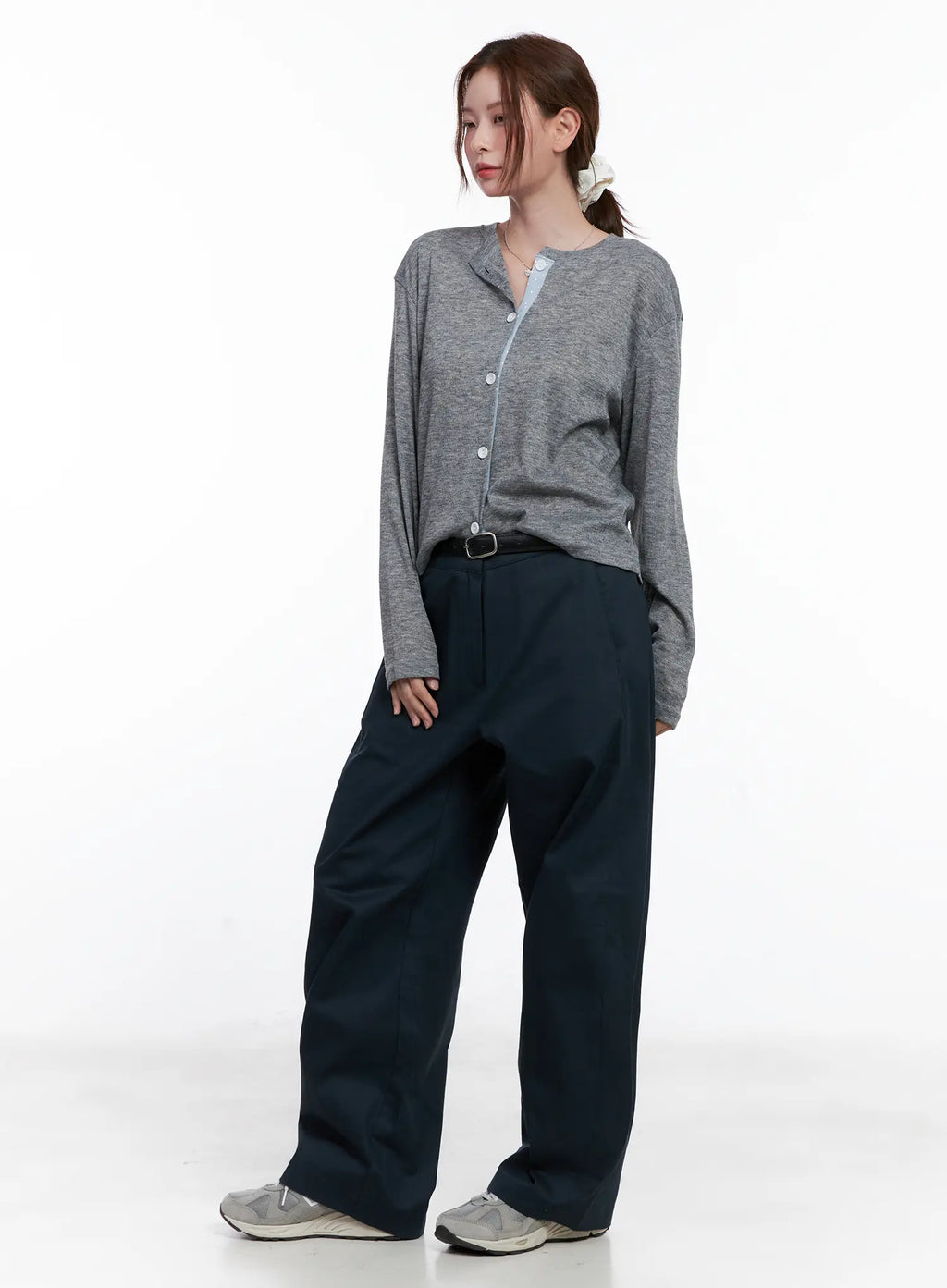 Polka-Dot Detail Button-Up Cardigan CG521