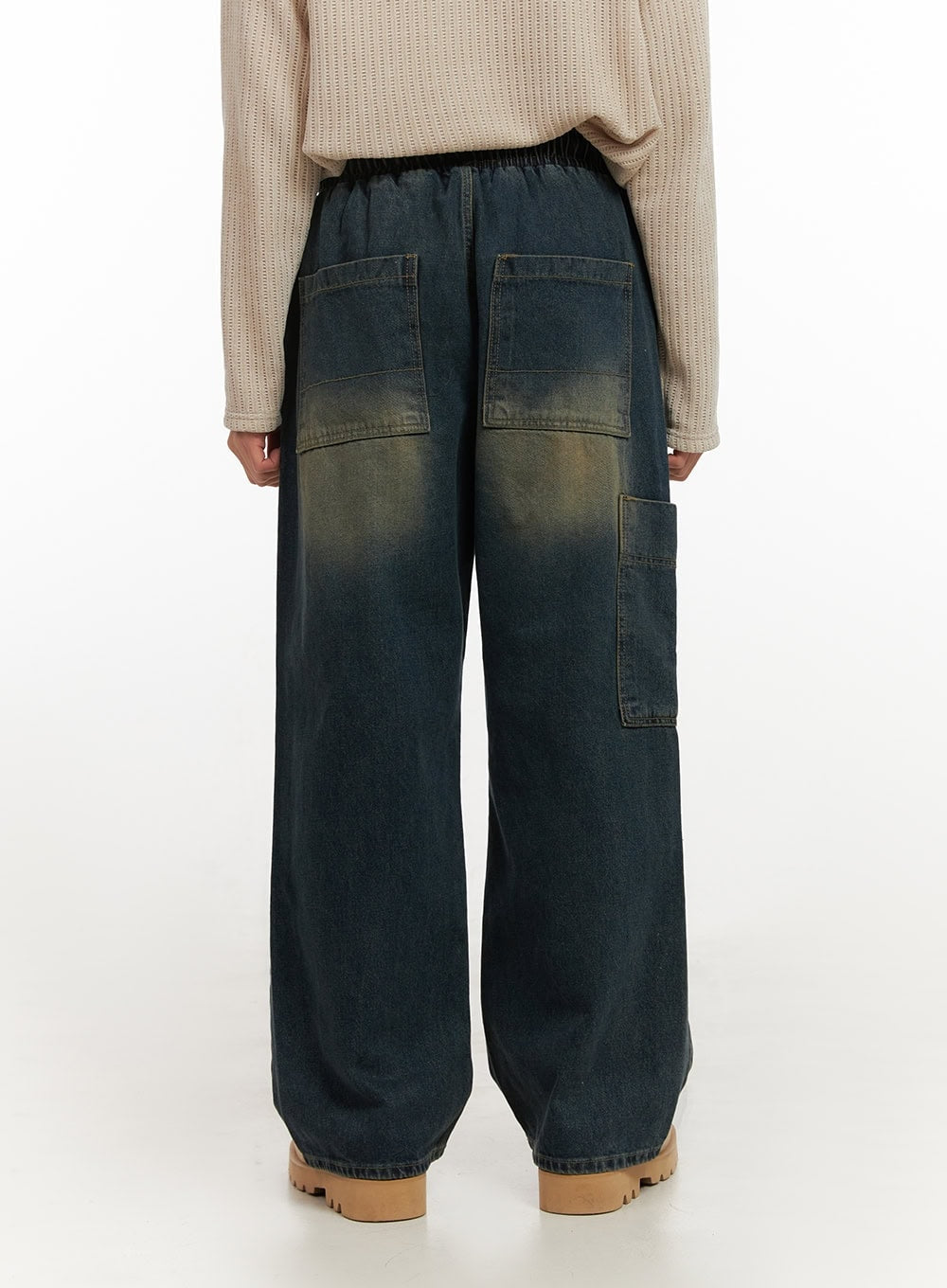 Men's Pocket Detail Wide-Leg Jeans ID406