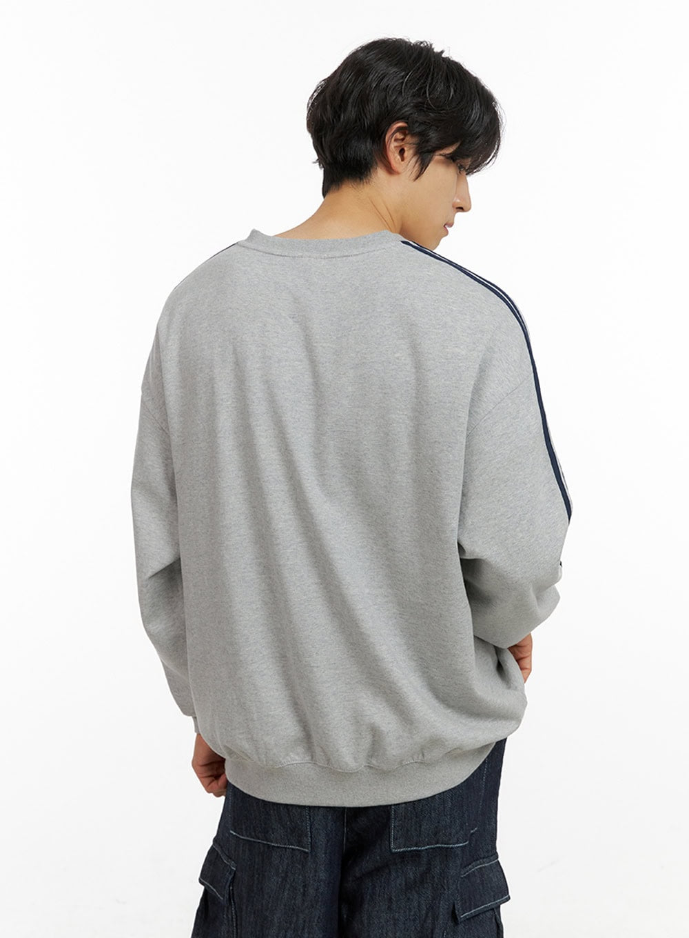 Men's Graphic V-Neck Sweatshirt (Gray) IG409