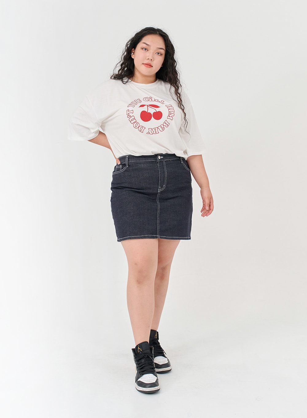 Plus Stitch Span Denim Skort IG09