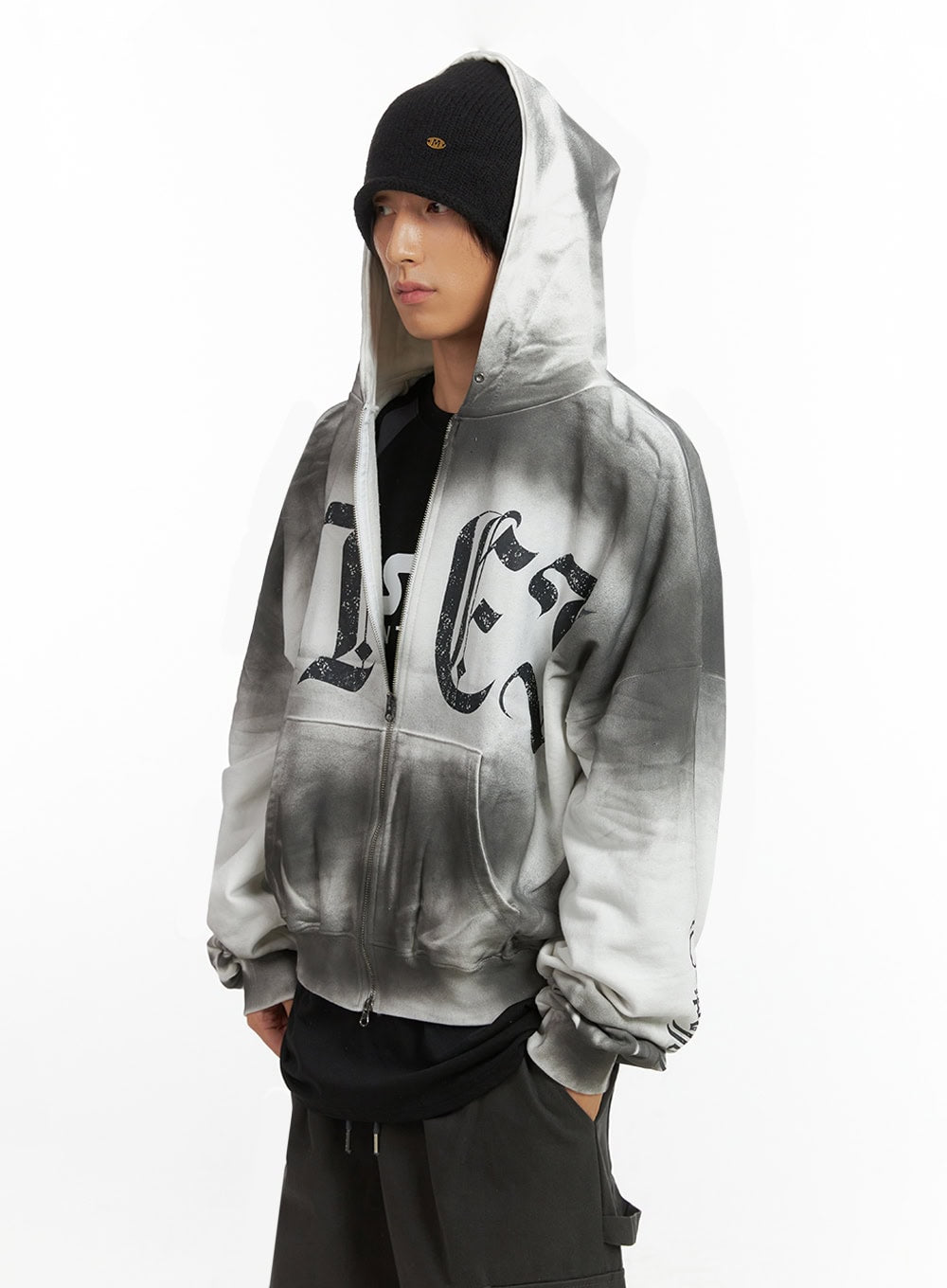 Men's Faded Zip Up Hoodie IO417