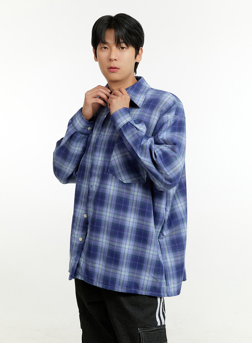 Men's Checkered Buttoned Collar Shirt IL412