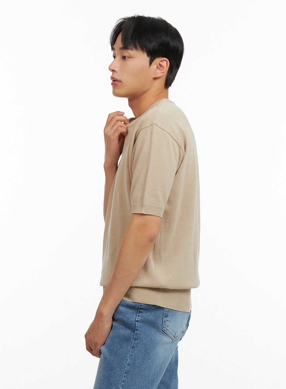 Men's Round Neck Knit T-Shirt IU412