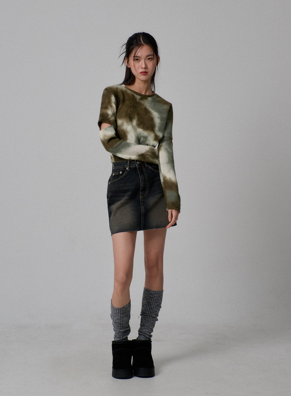 High Waist Denim Mini Skirt IJ310