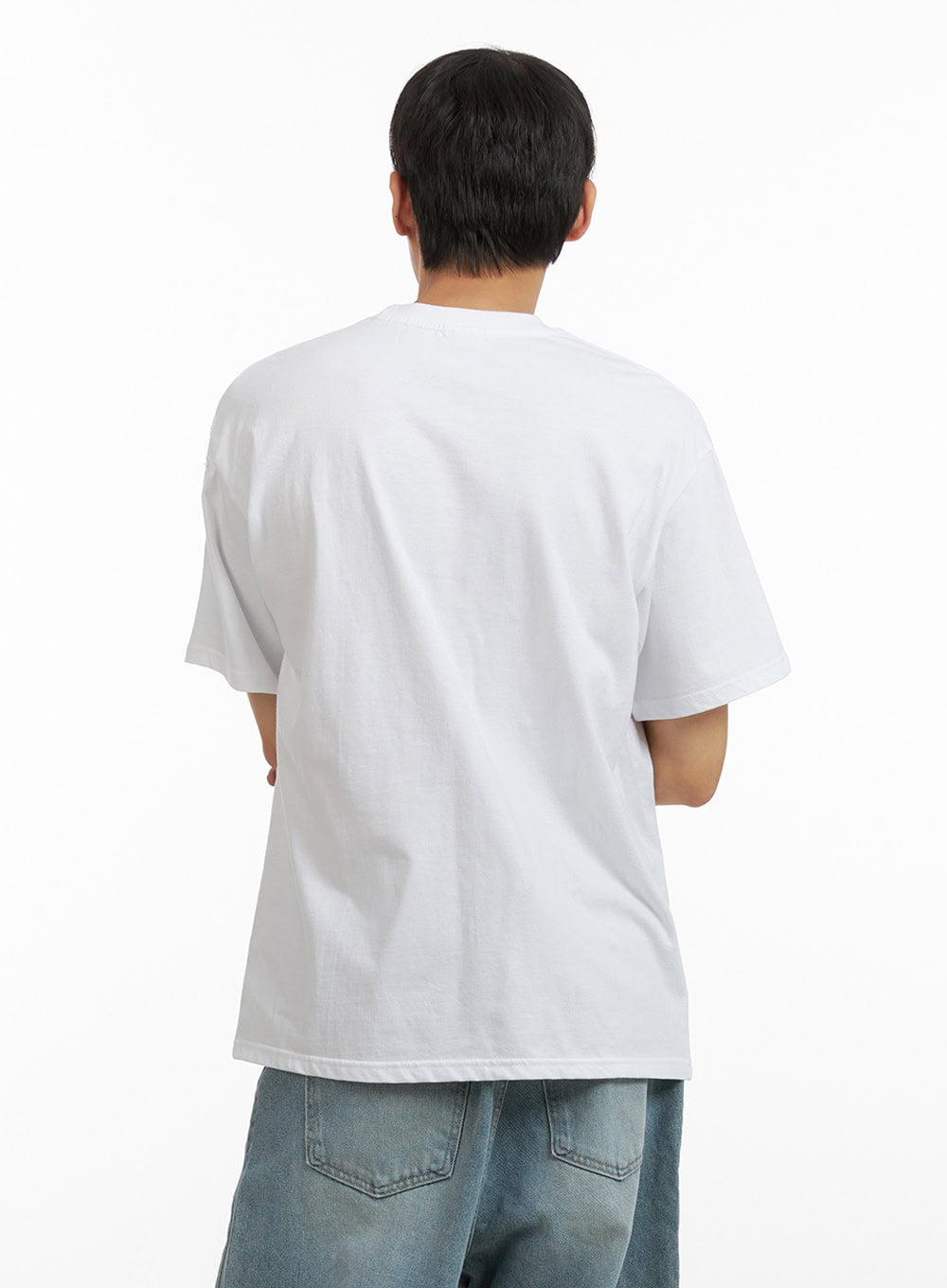 Men's Lettering Round Neck T-Shirt (White) IU419