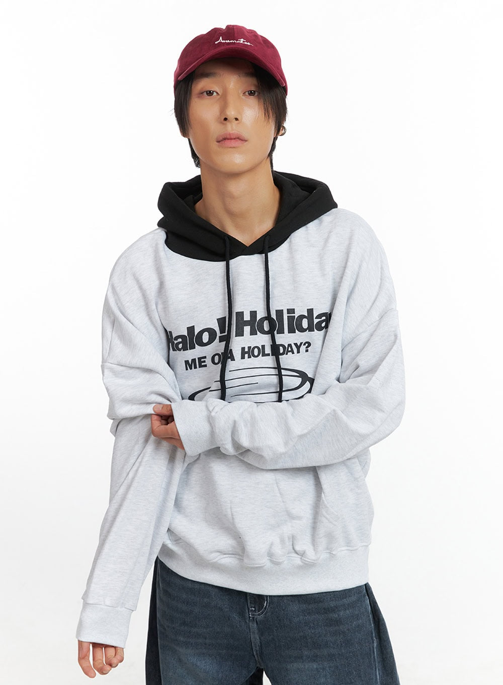 Men's Mixed Color Graphic Hoodie Sweatshirt IO402