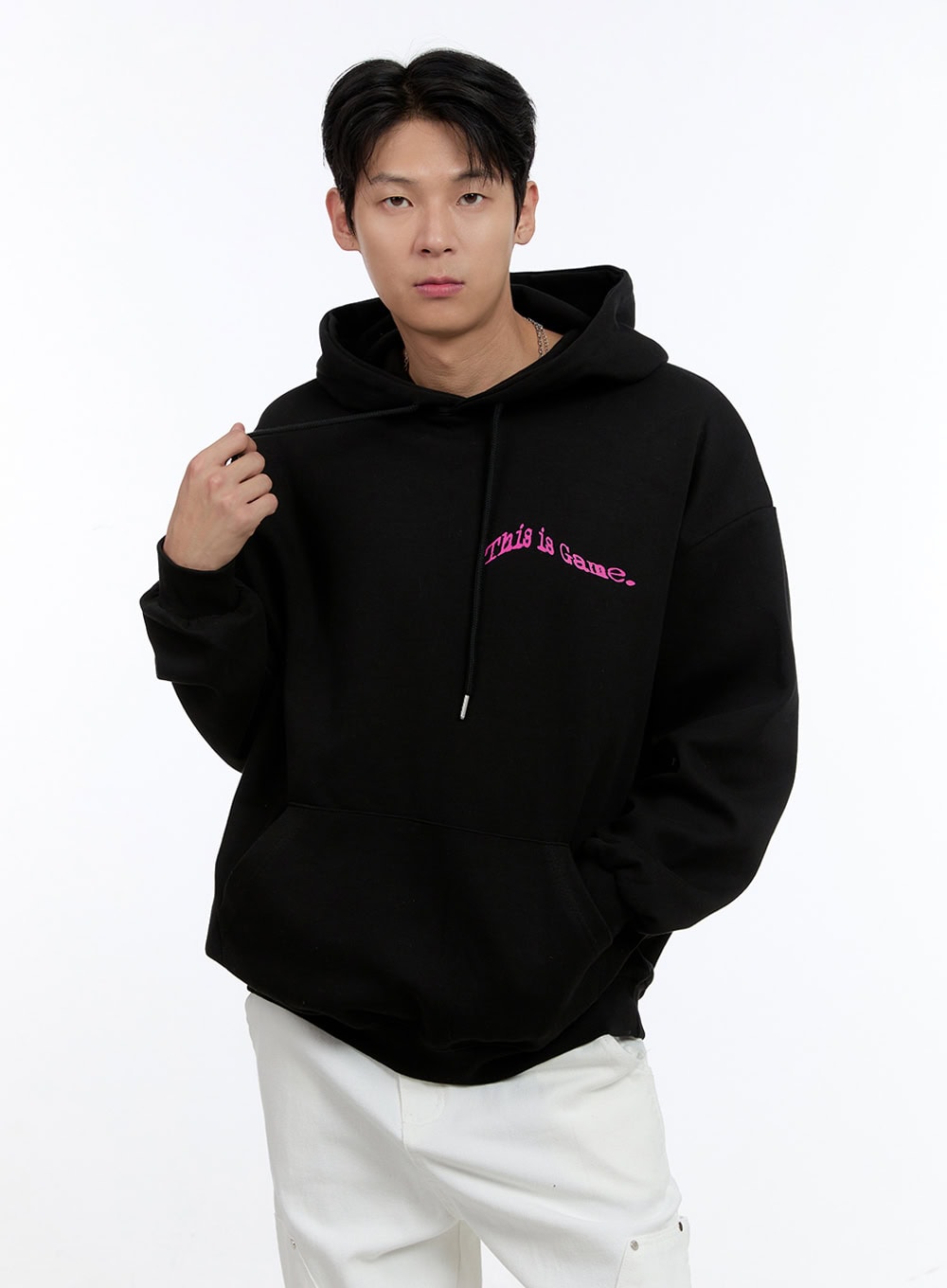 Men's Lettering Oversize Hoodie (Black) IG428