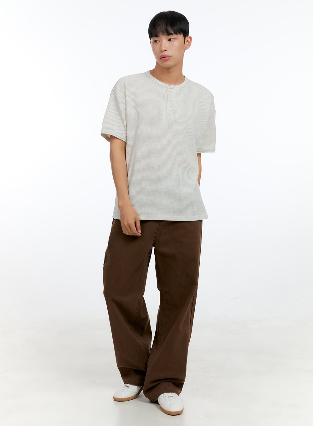 Men's Buttoned Ribbed Cotton Top IG416