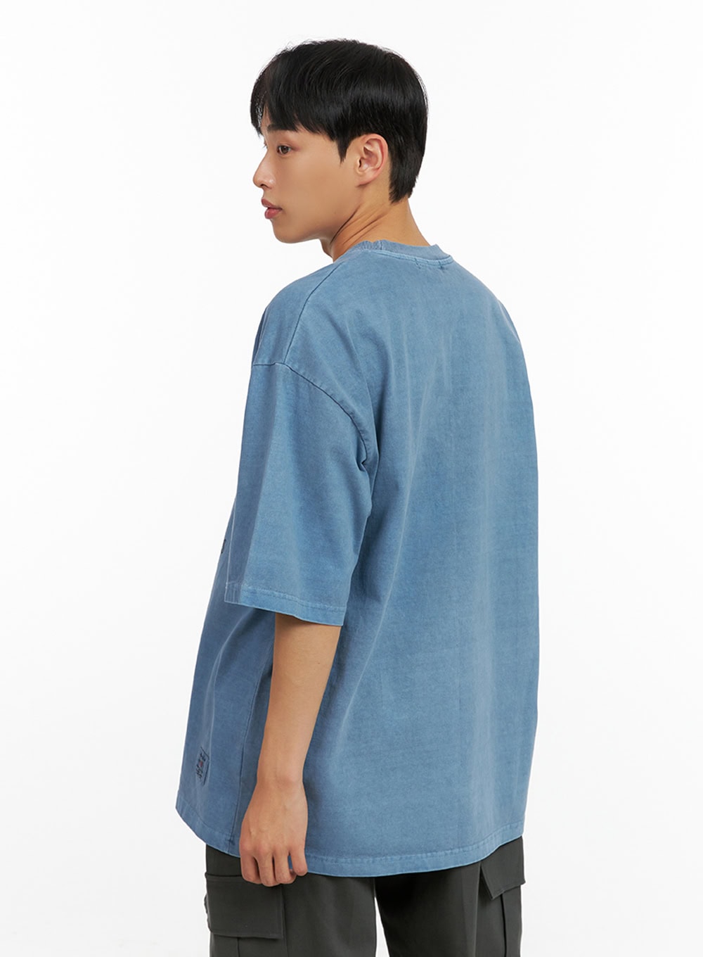 Men's Cotton Lettering Oversized Graphic Tee (Blue) IU414