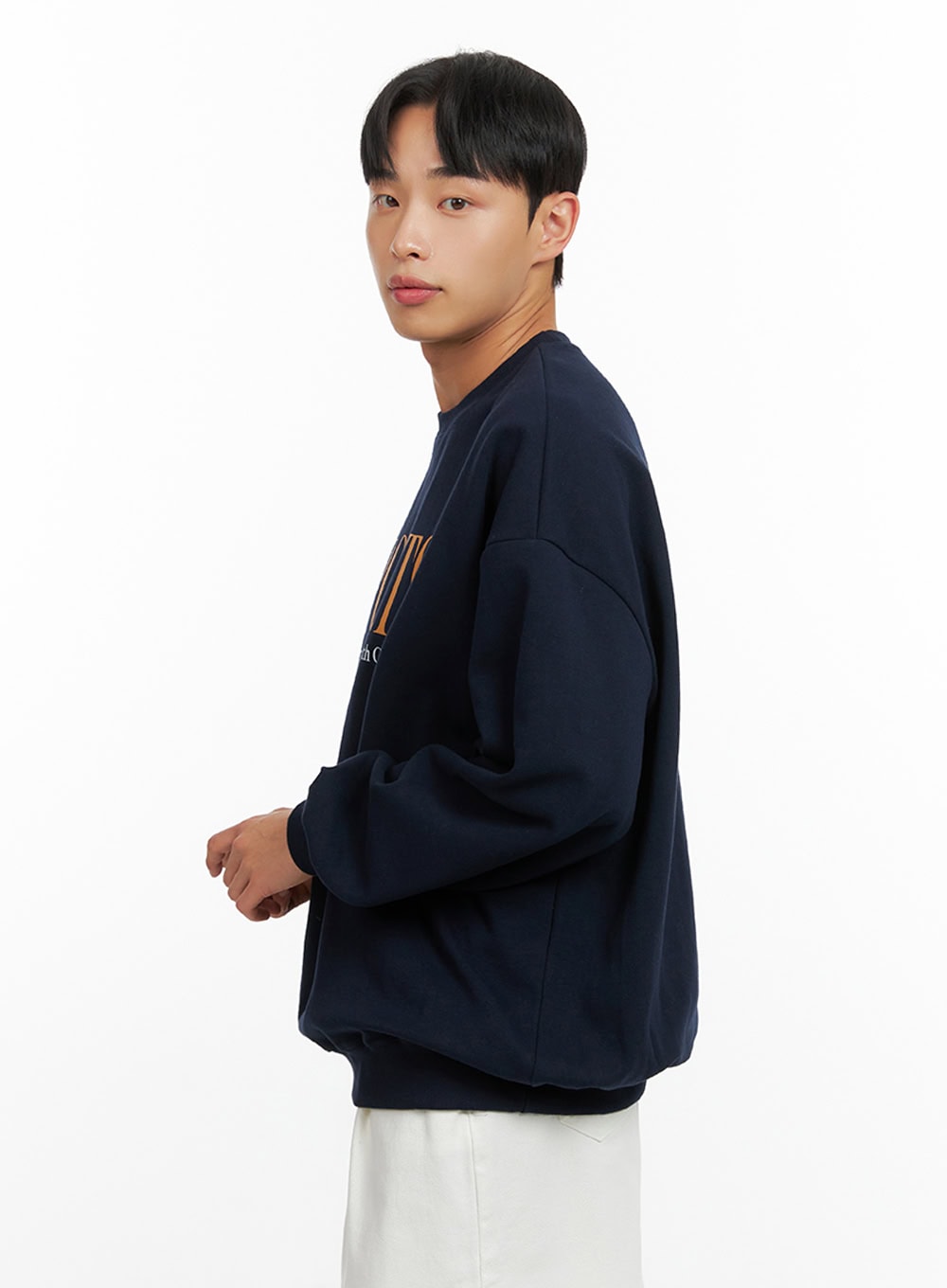 Men's Graphic Lettering Crewneck Sweatshirt (Dark Blue) IU414