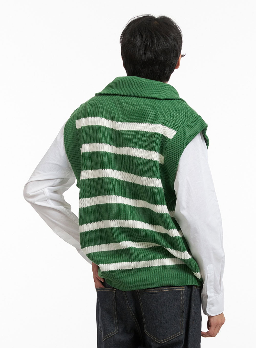 Men's Half Zip-Up Stripe Vest IY424