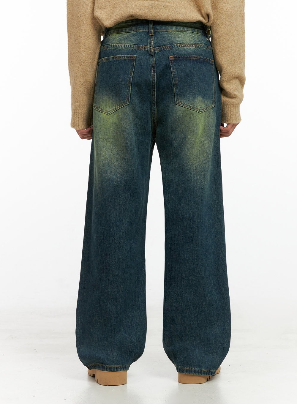 Men's Washed Vintage Wide-Leg Jeans IN426