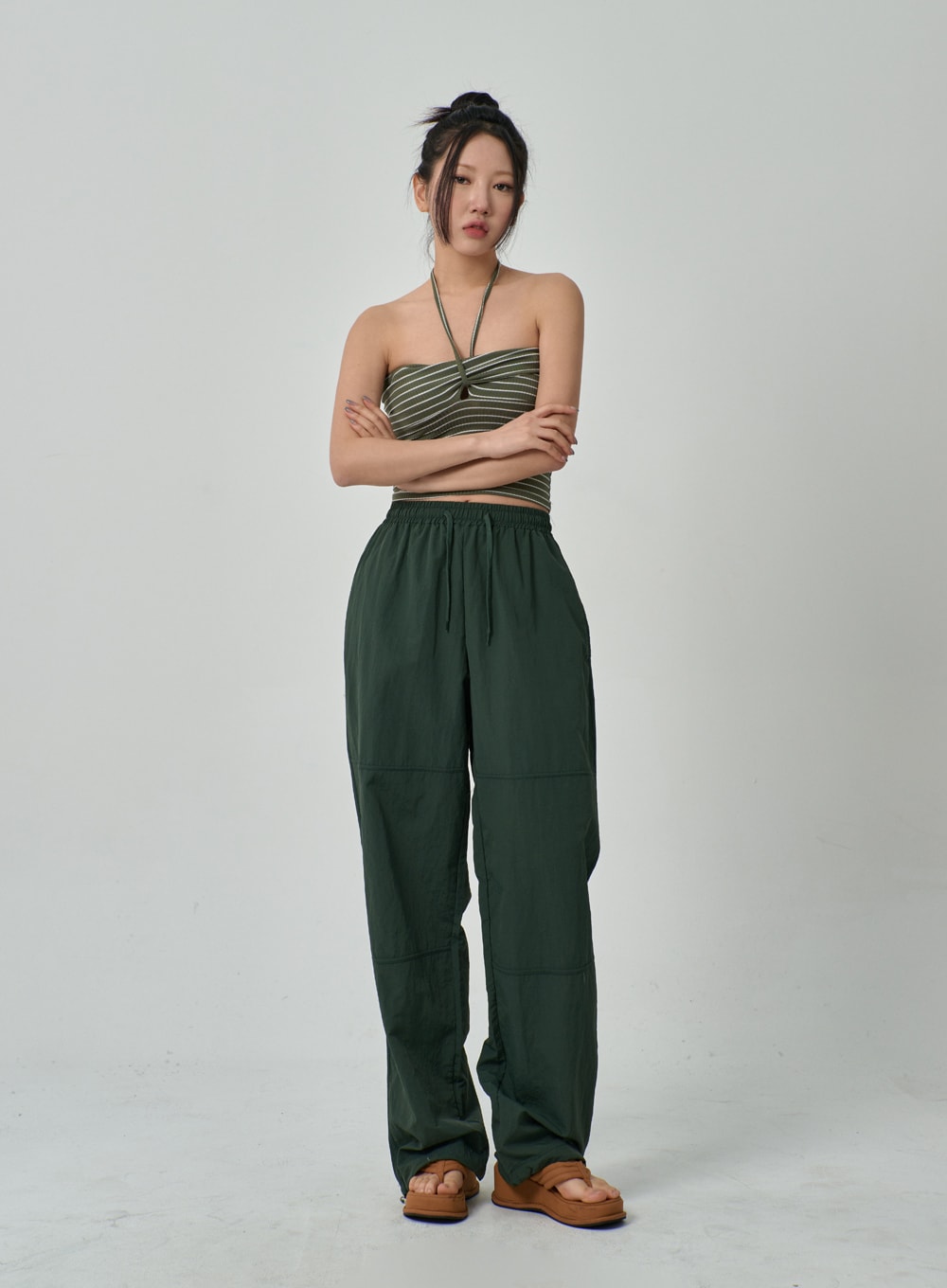 Drawstring Baggy Track Pants IF309