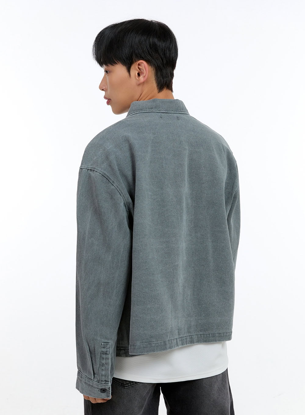 Men's Washed Crop Pocketed Cotton Jacket IG422