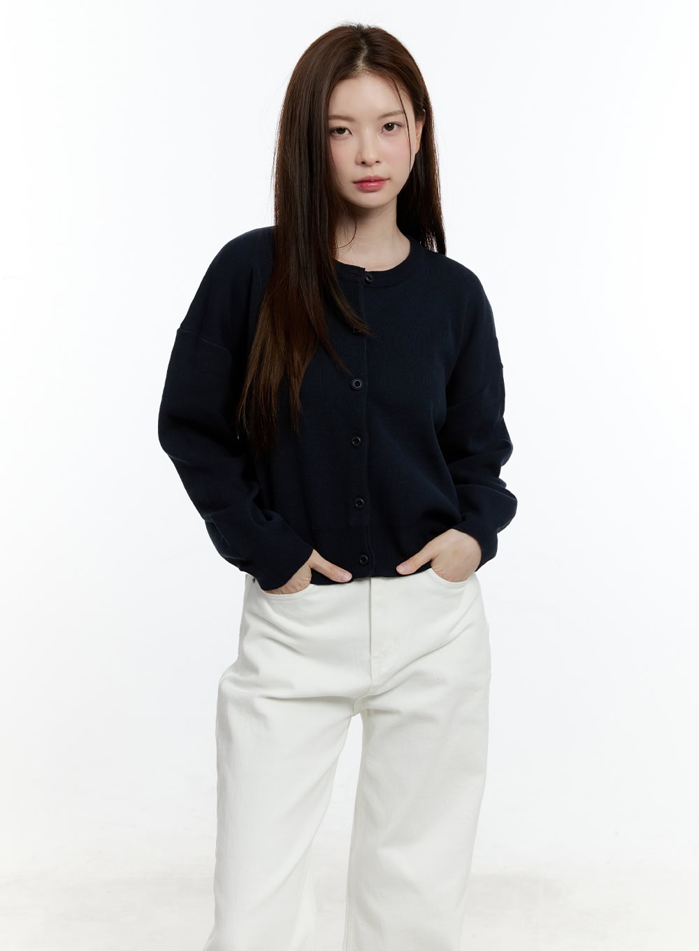 Classic Round Neck Long Sleeve Cardigan CM521