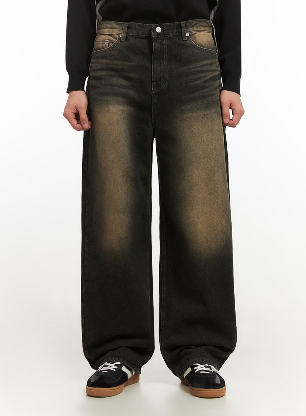 Men's Vintage Washed Wide-Leg Jeans IF517