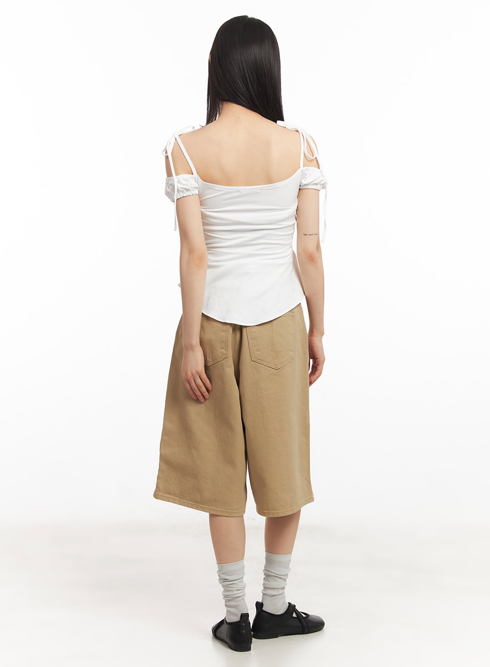 Shirred Off-Shoulder Puff-Sleeve Top CA523