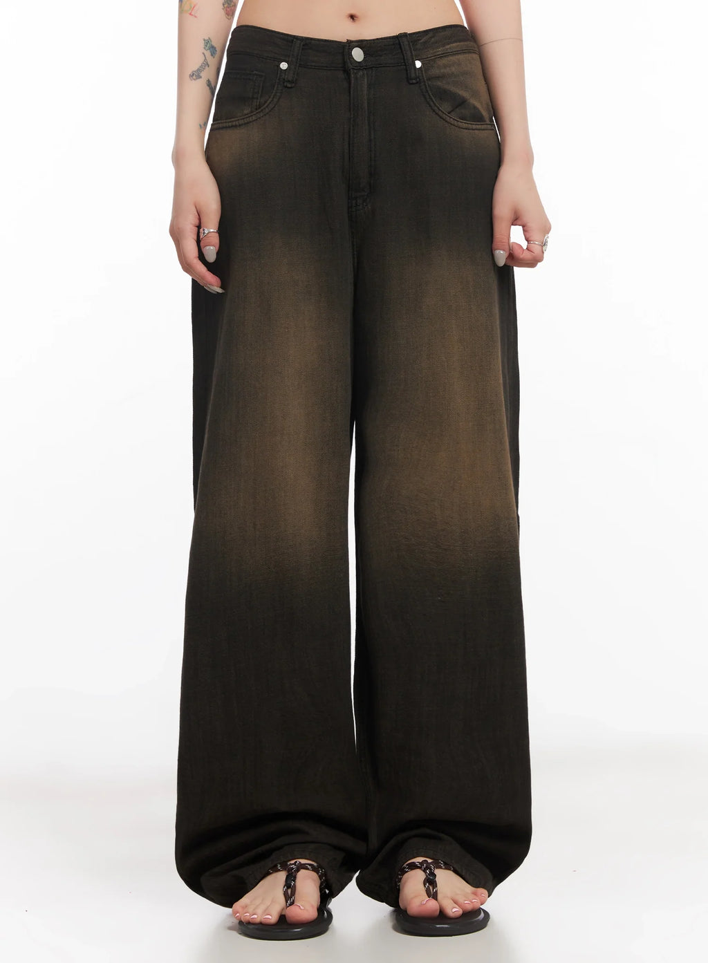 Moka Summer-Wash Wide-Leg Denim Pants IC503