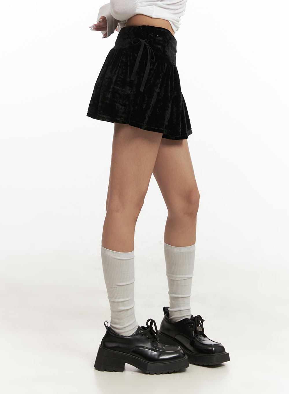 Side Ribbon Velvet Mini Skirt CD426