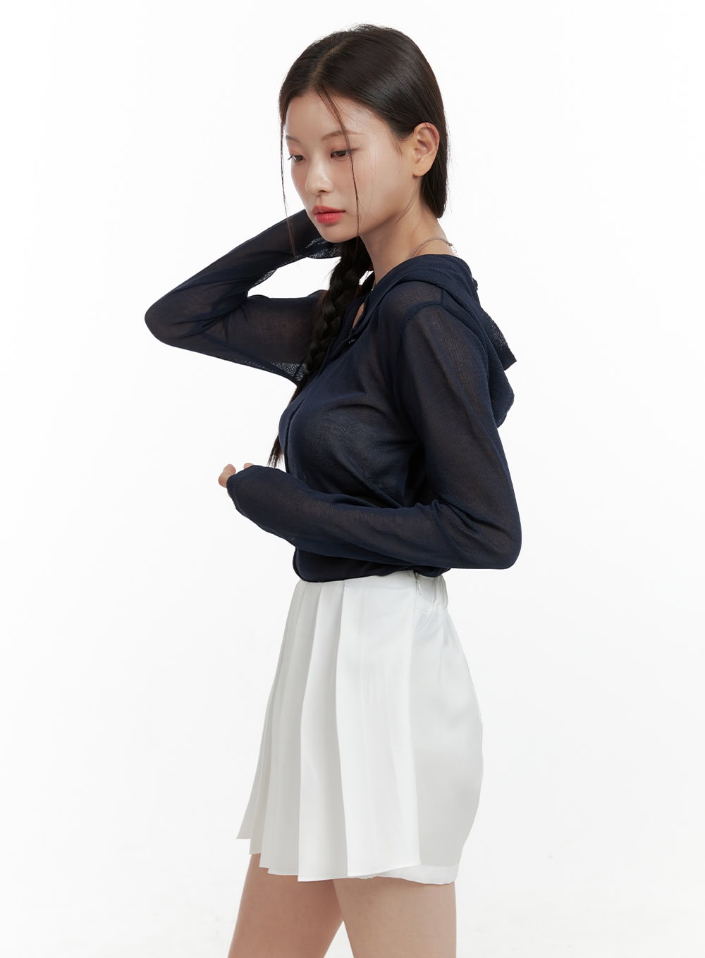 Sheer Button Hooded Cardigan OL411