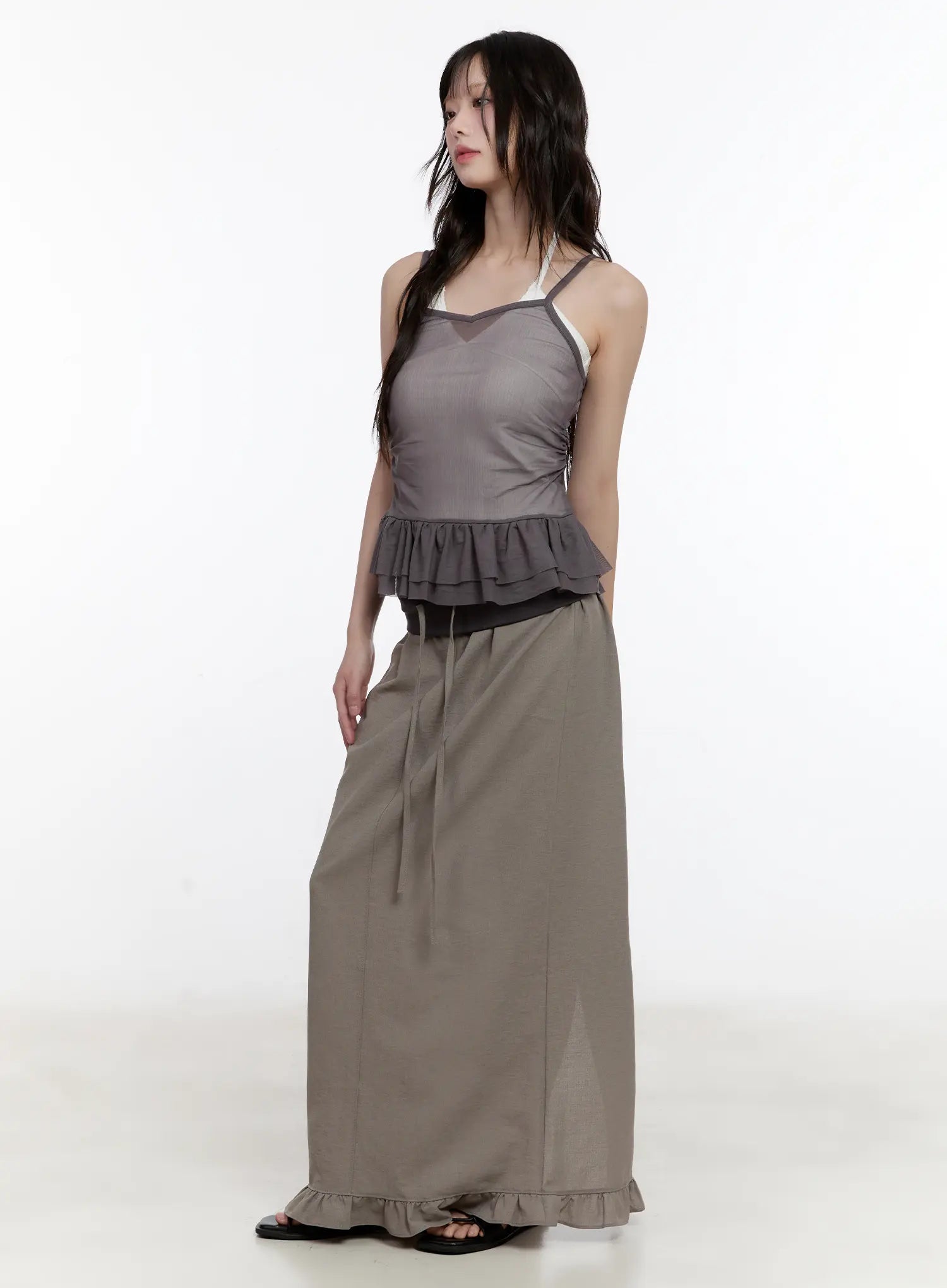 Sheer Ruffle Detail Tank CL507