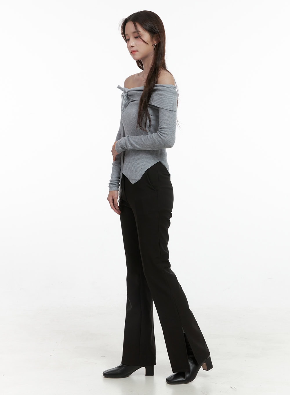 Streamline Fit Slit Poly Rayon Trousers OS416
