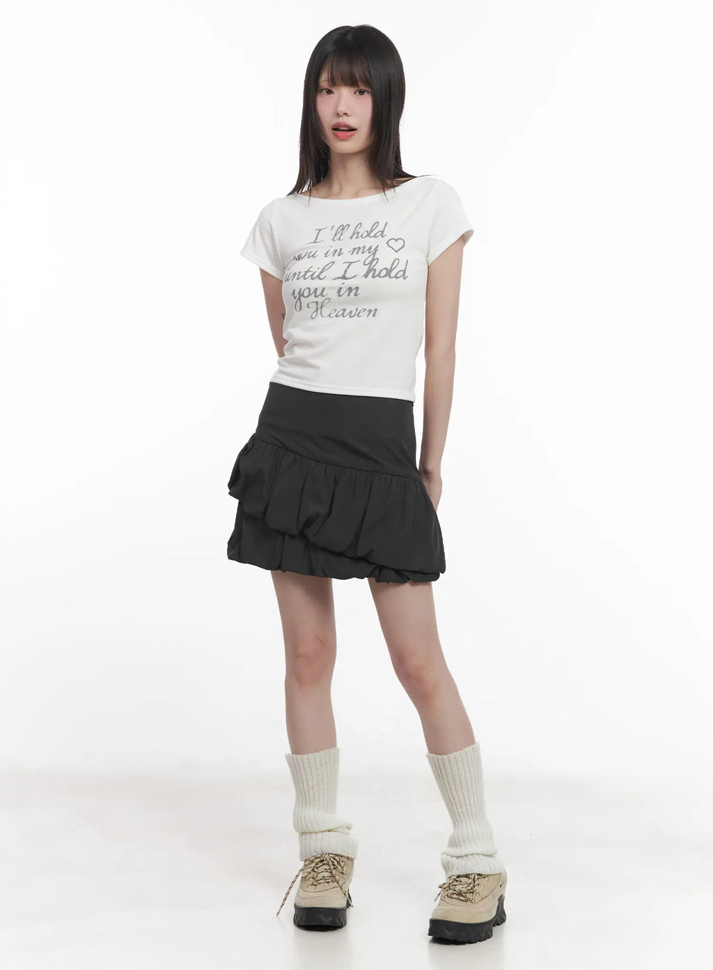 Asymmetric Shirred Mini Skirt CU518