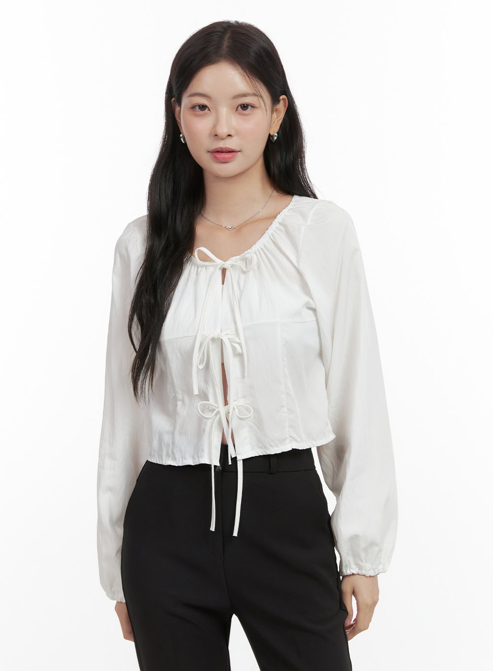 Ribbon Strap Ballon Blouse OS423