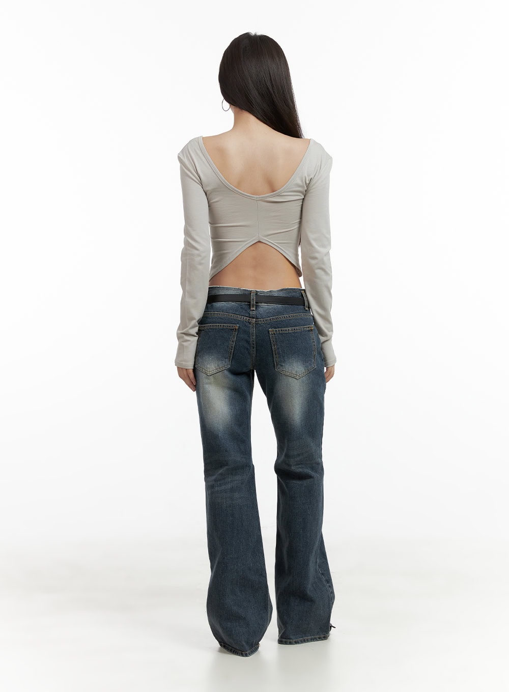 Low Rise Front Seam Bootcut Jeans CL417