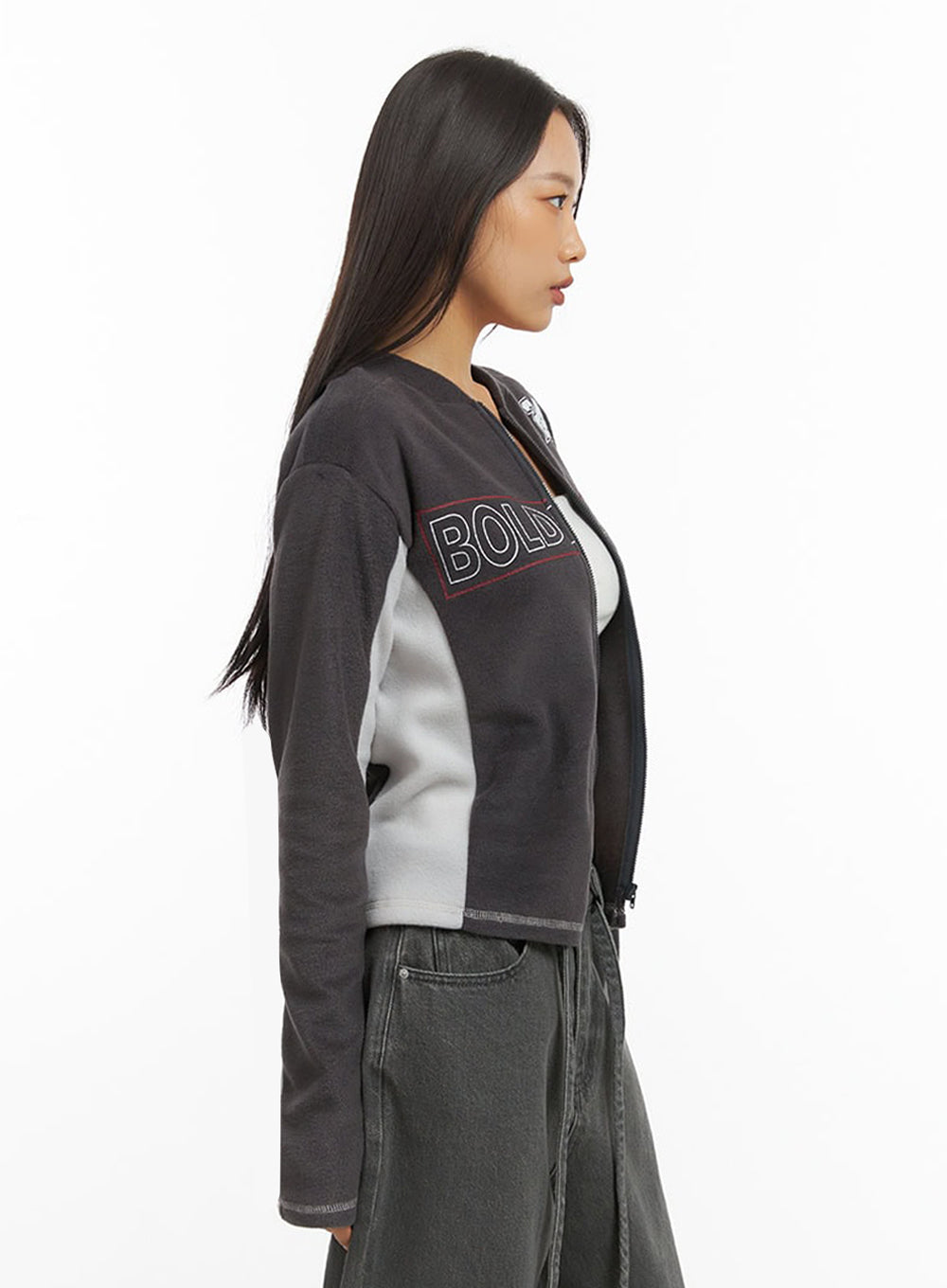 Dark gray Polyester Slim Fit Hoodie IO409