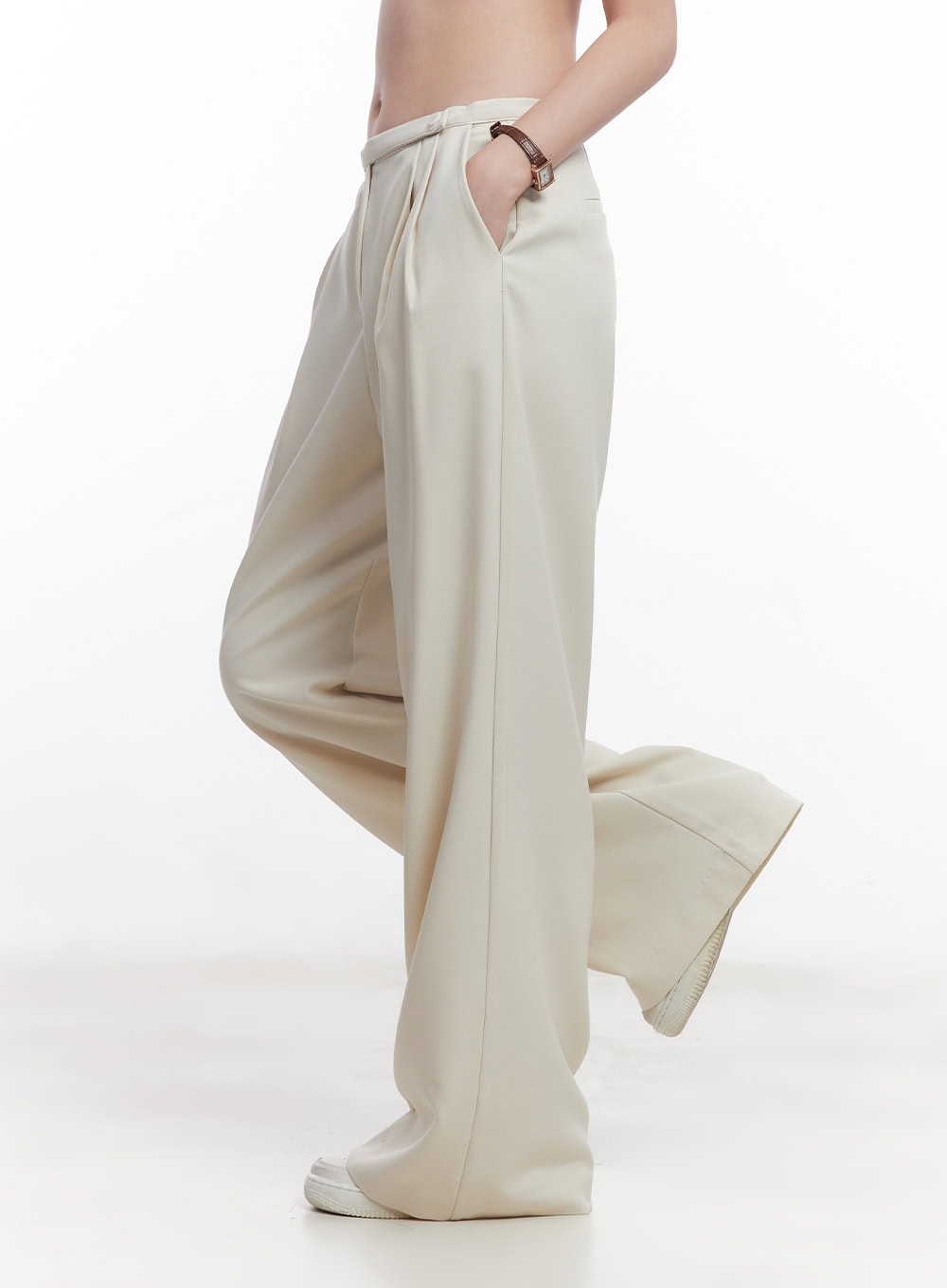 Elegant Pintuck Wide-Fit Trousers CY519