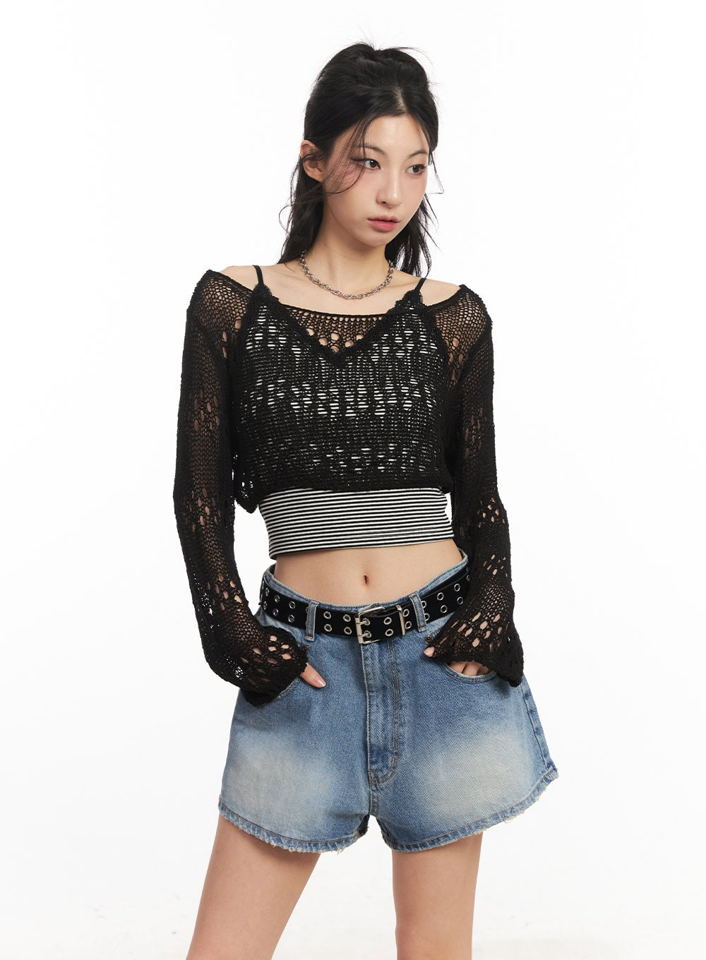 Crochet Micro Knit Sweater CA514