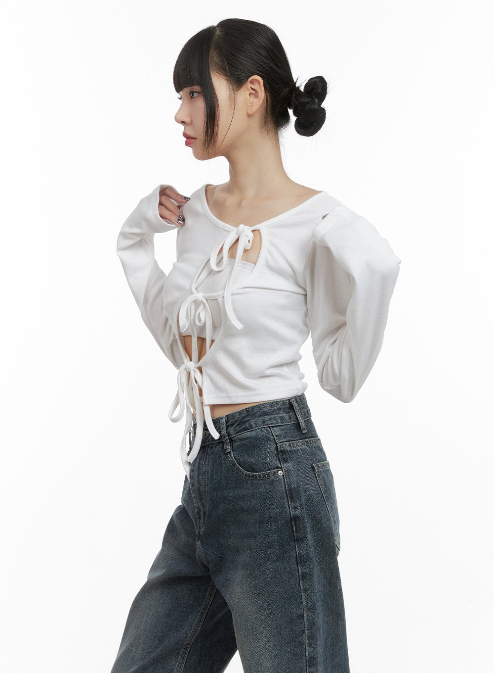 Strap Cut-out Crop Cardigan OO401