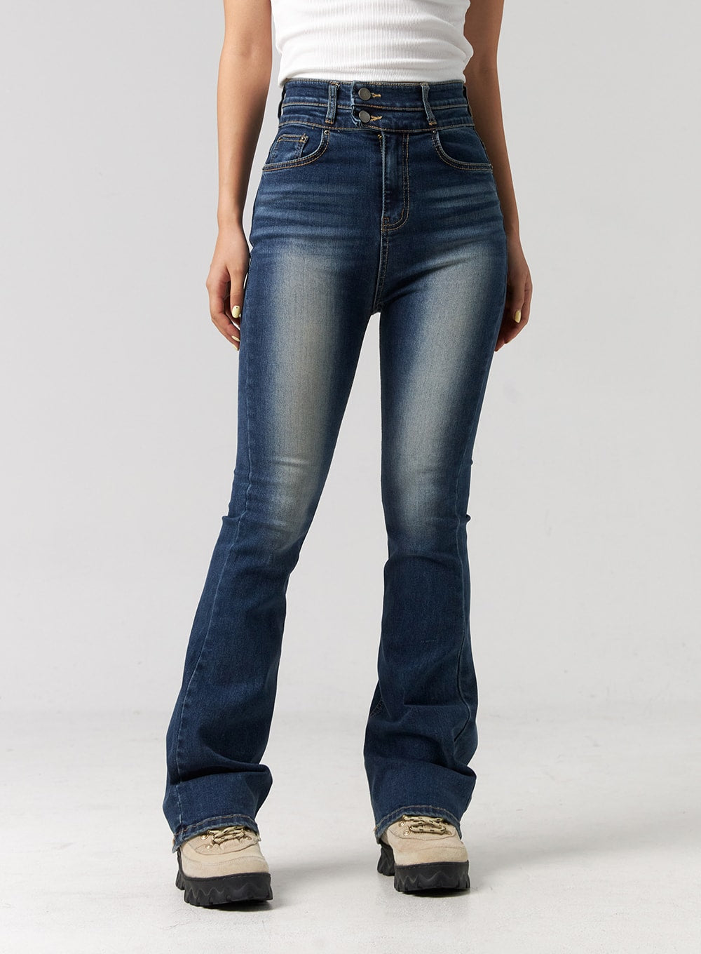 Washed Cotton Bootcut Jeans CG321