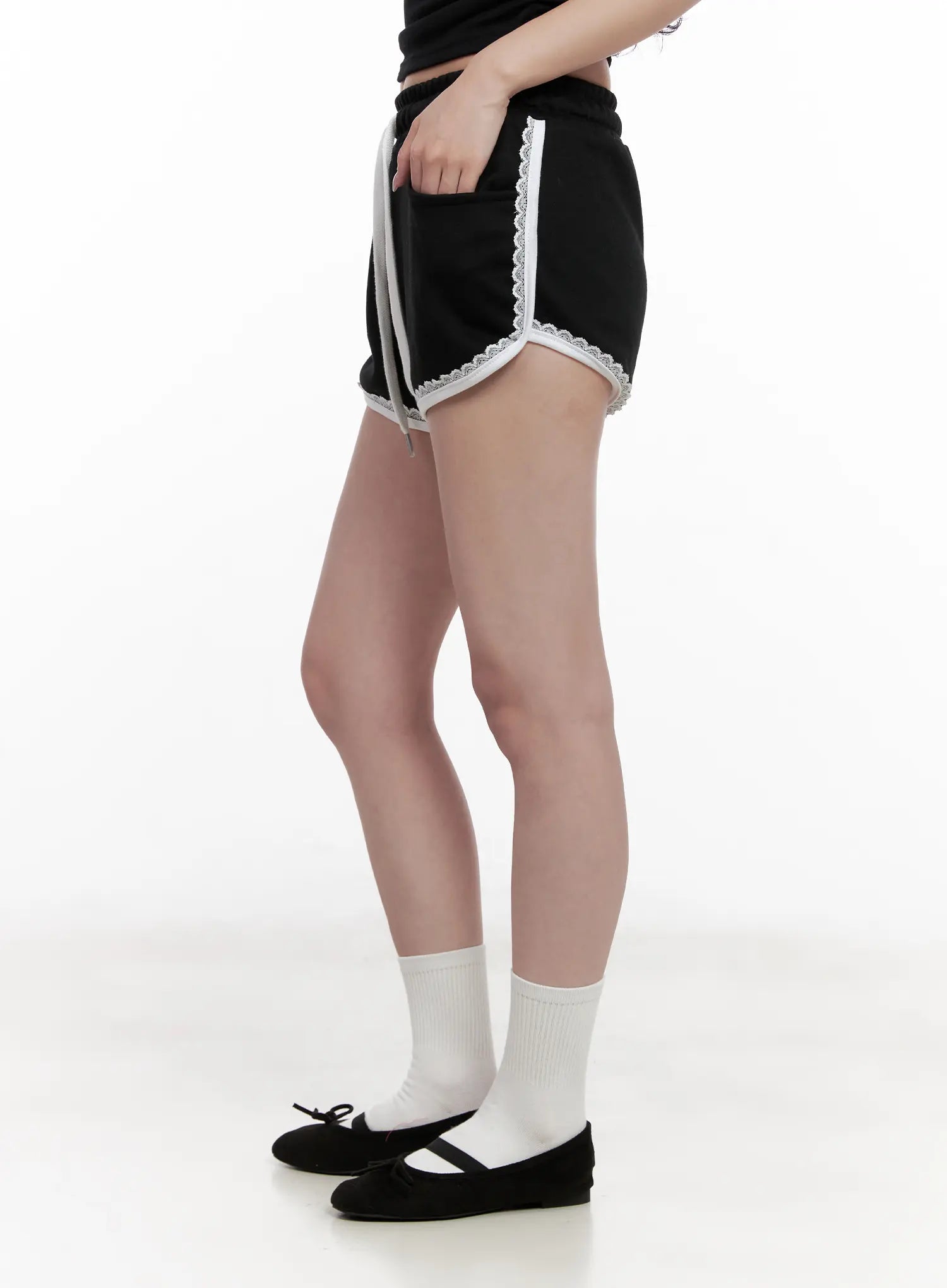 Contrast Lace-Trim Shorts CL516