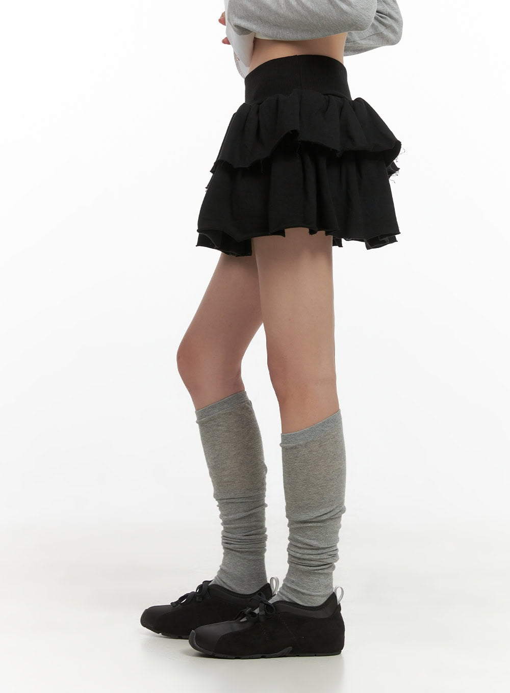 Ruffle Banded Cotton Mini Skirt CS403