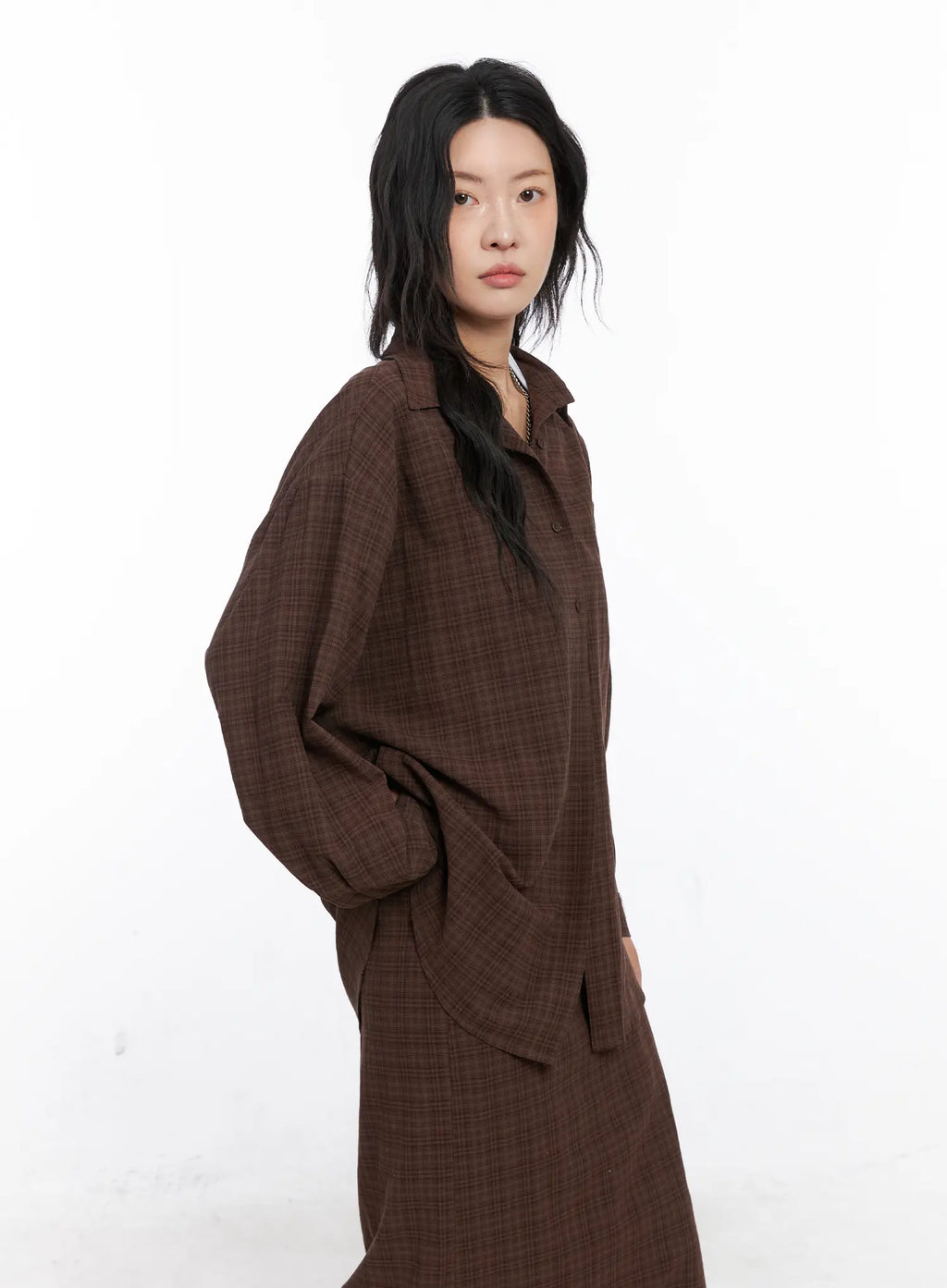 Plaid Oversized Long Sleeve Shirt CO508