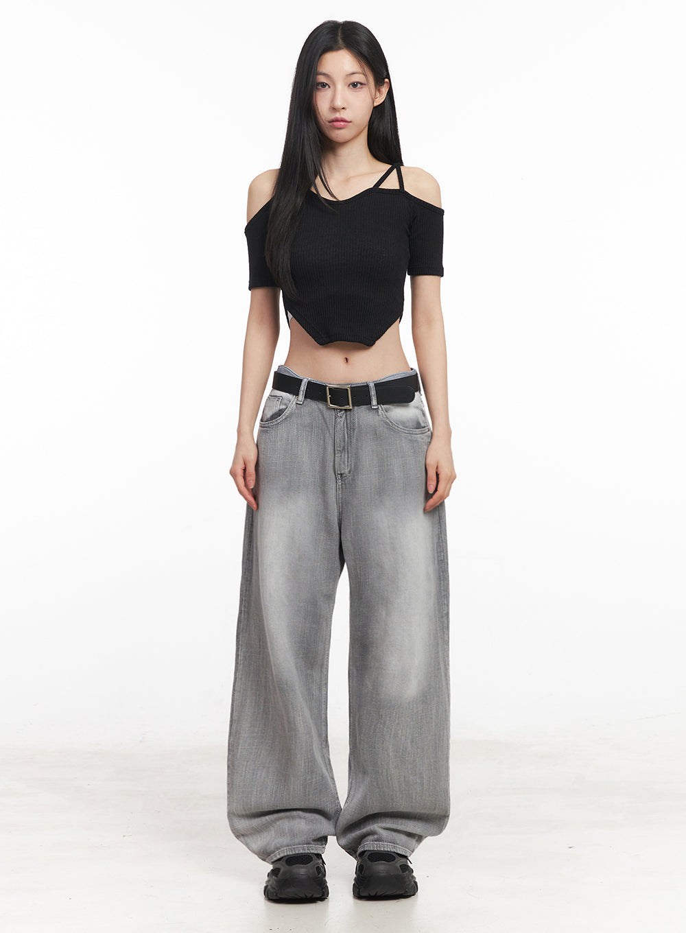 Strappy Off-Shoulder Crop Top IY516