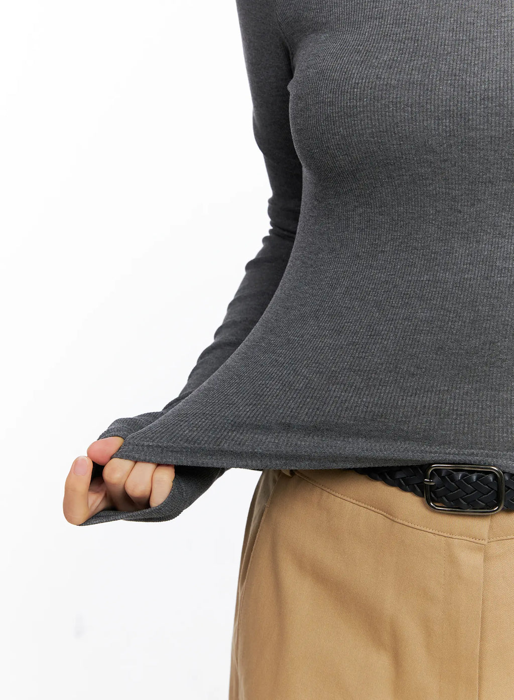 Ribbed Off-Shoulder Long Sleeve Top CG520