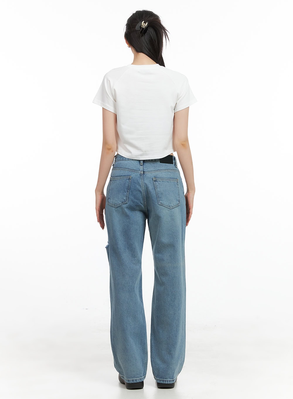 Rae Straight Fit Distressed Denim Jeans CG408