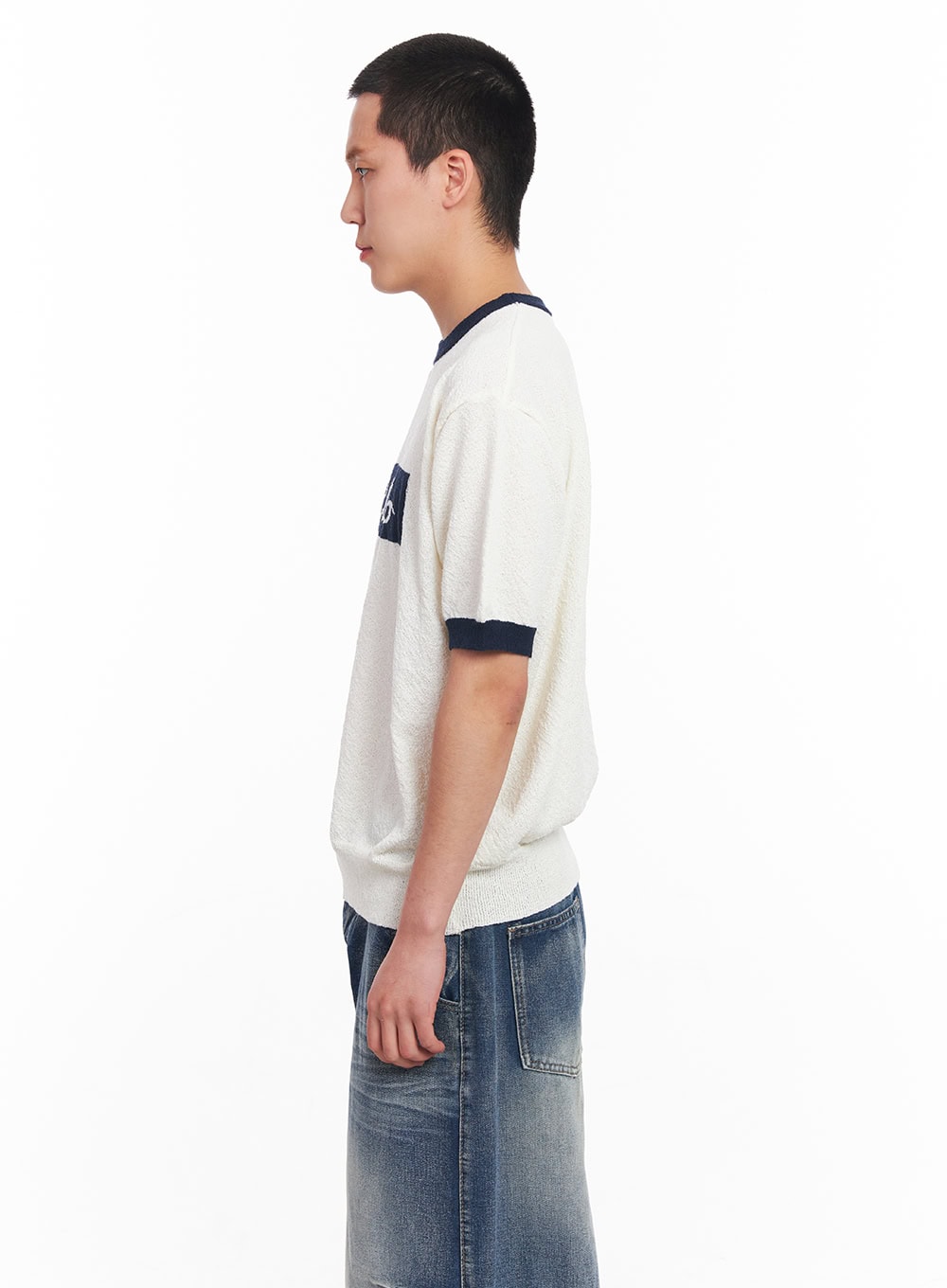 Men's Contrast Knit T-Shirt IU503