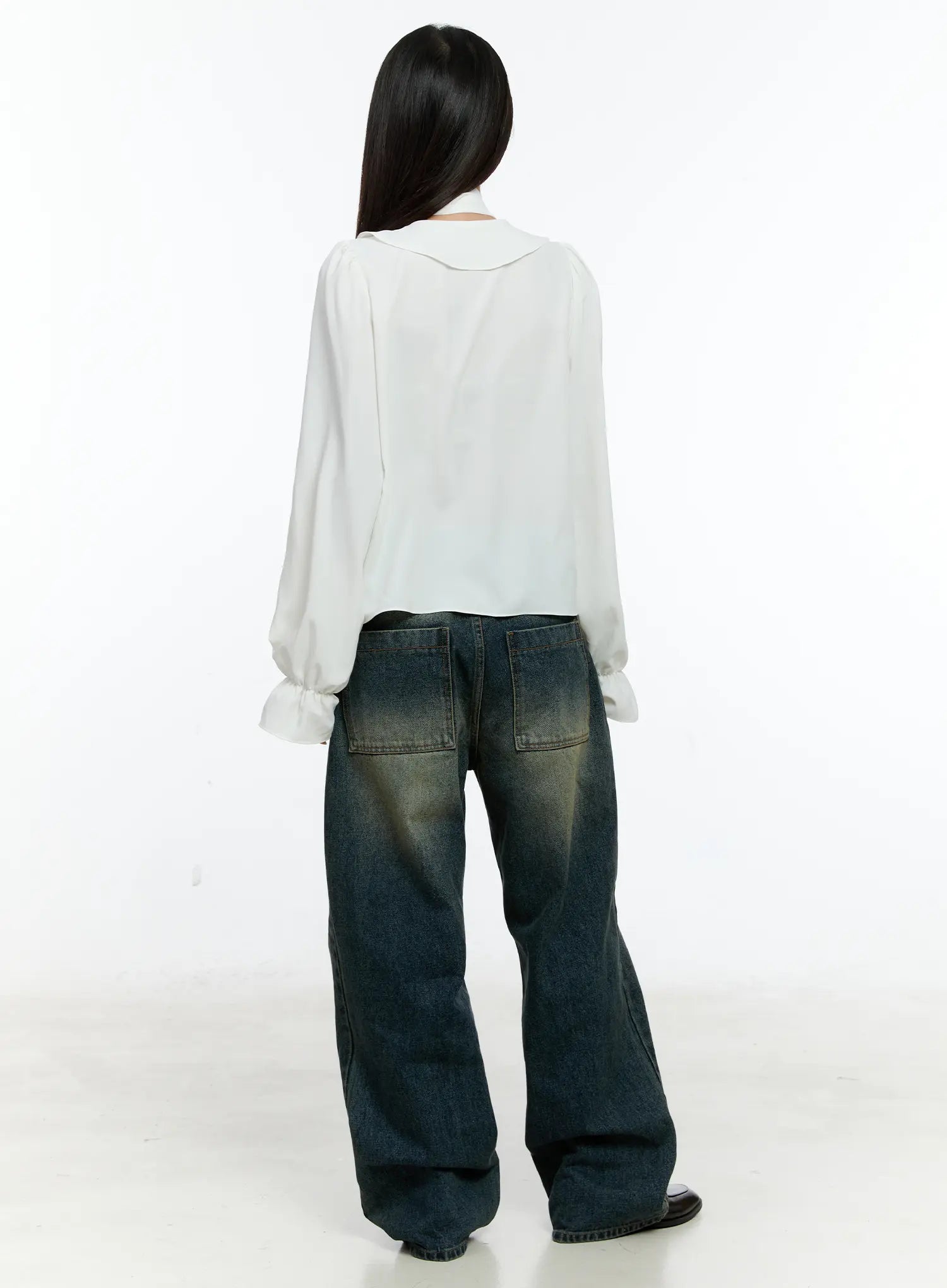 Ruffled Chiffon Blouse with Scarf Set CS518