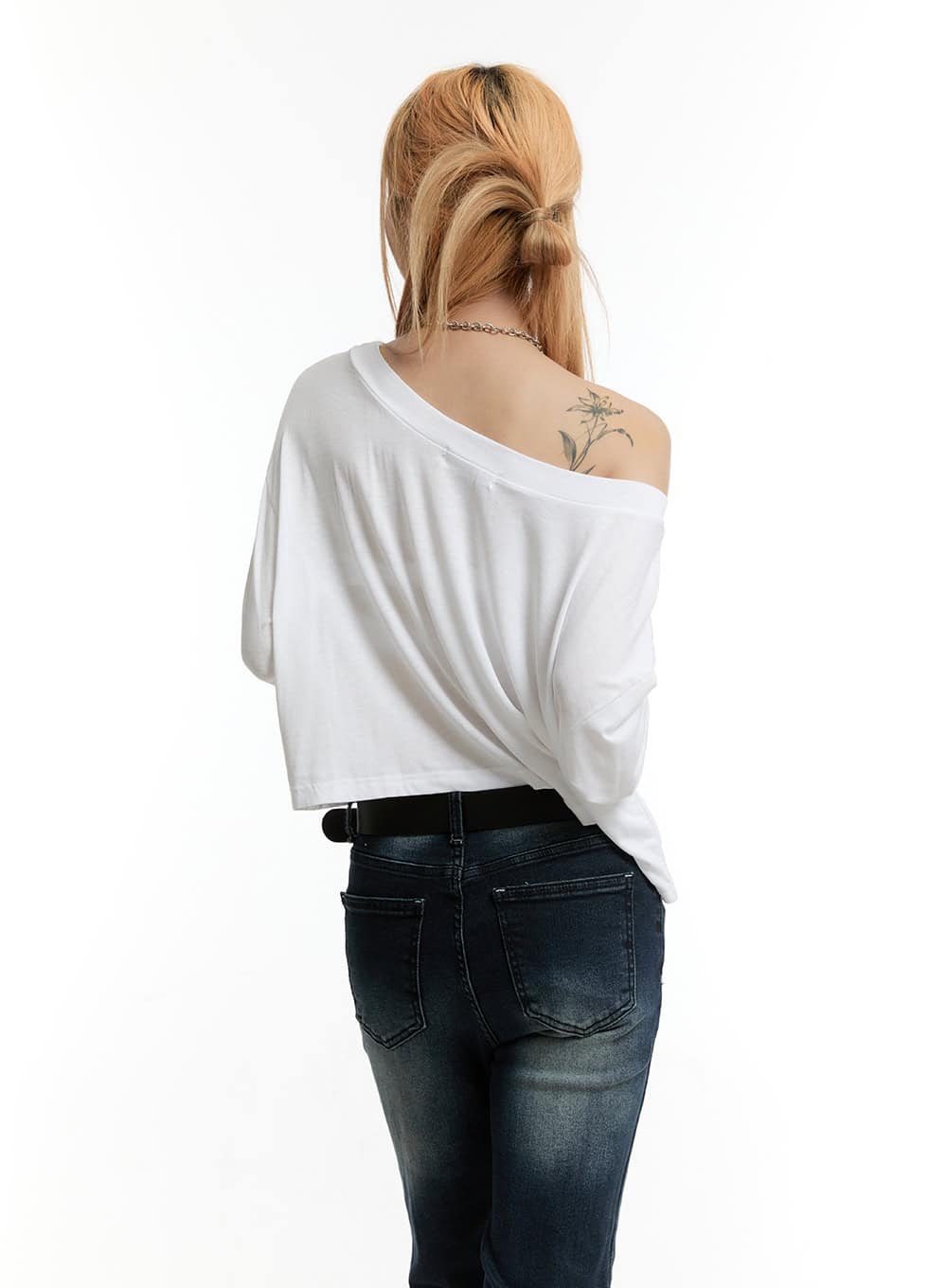 One-Shoulder Long-Sleeve Crop Top CY501