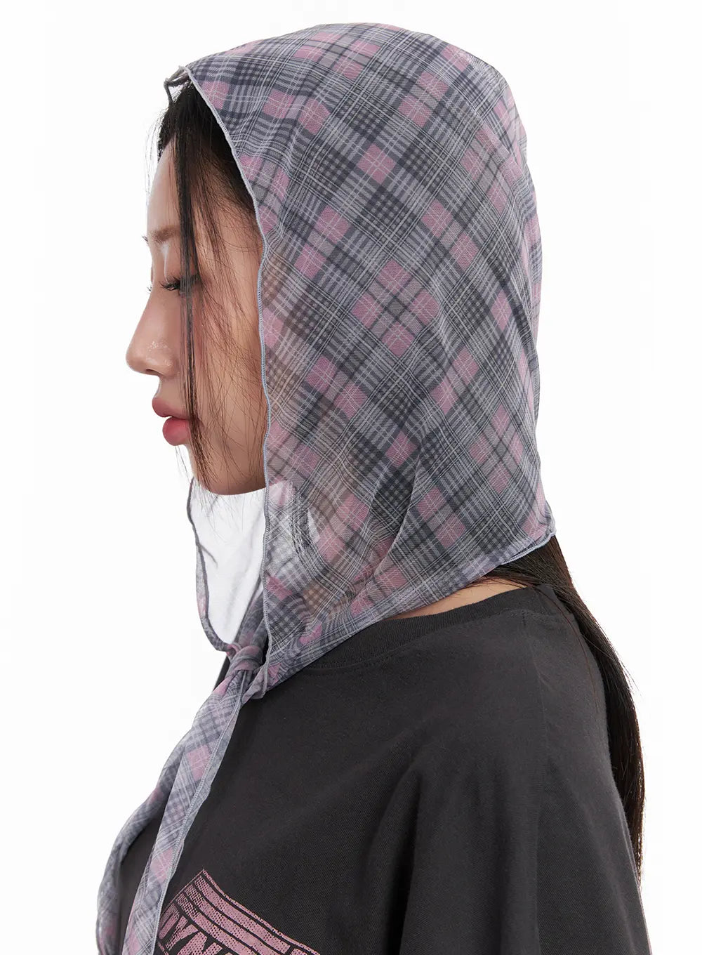 Sheer Plaid Head Scarf CL522