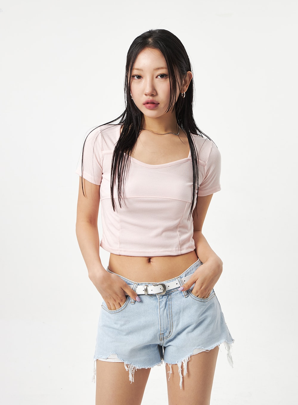 Heart Neck Cropped Tee CA320