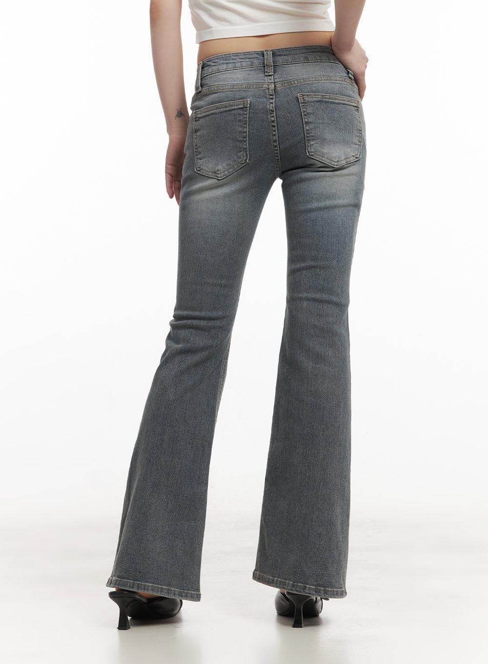 Rachel Washed Bootcut Jeans with Hip Pads CF518