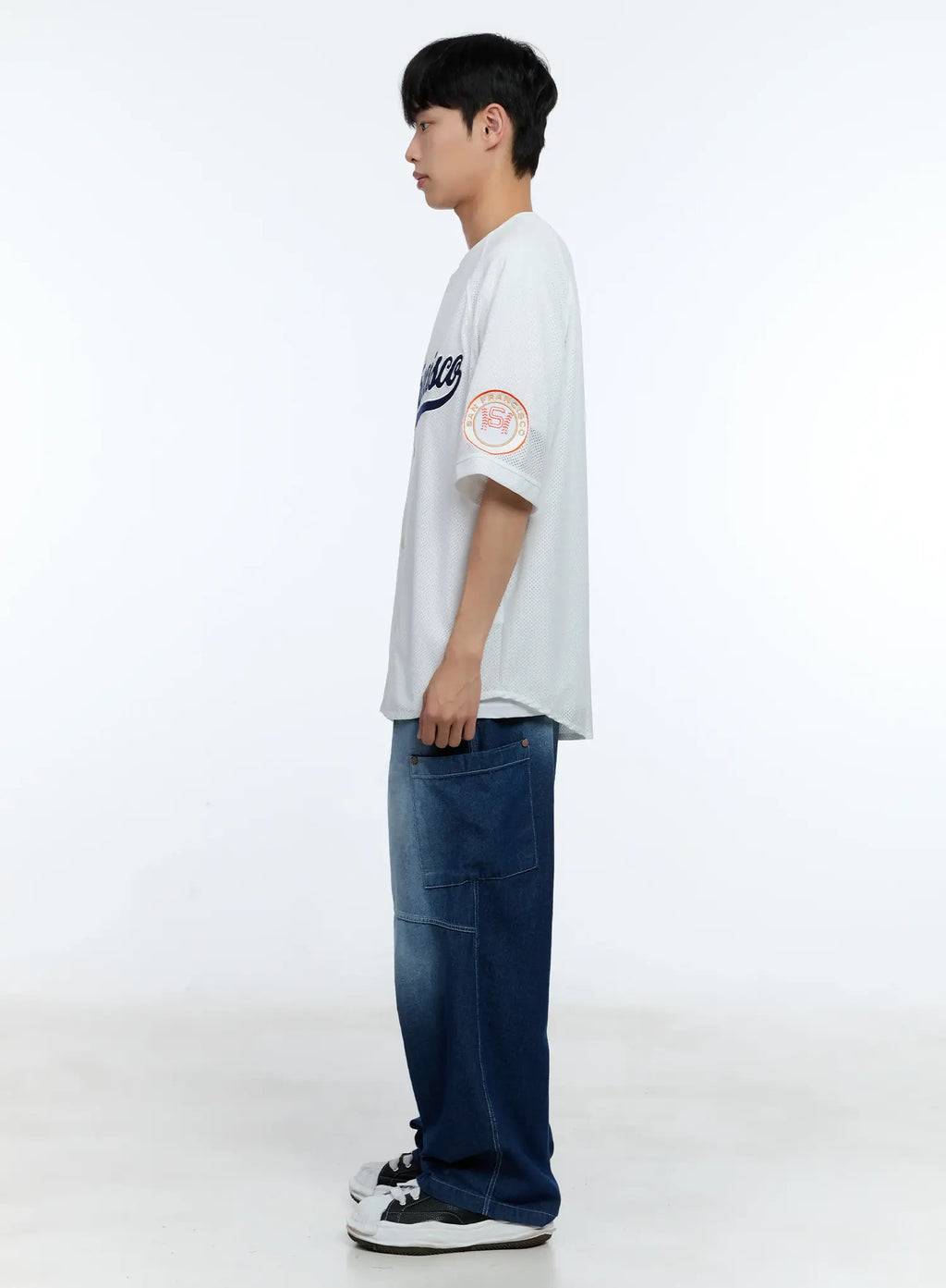 Men's Rivet Detail Wide Jeans IL517