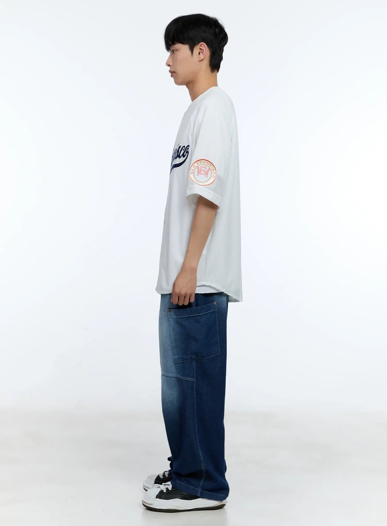 Men's Rivet Detail Wide Jeans IL517